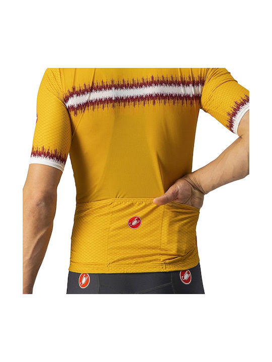 Castelli Tricou De Ciclism Pentru Bărbați Mâneci Scurte Galben