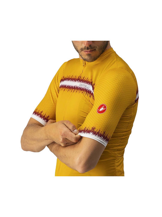 Castelli Tricou De Ciclism Pentru Bărbați Mâneci Scurte Galben