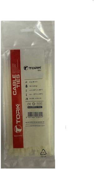 Tork Plastic Cable Ties in White Colour (100 pcs) 038.WHT.90W.0600