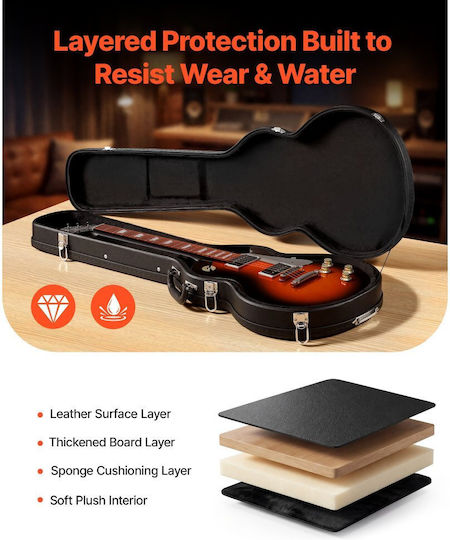 Vevor Waterproof Padded Electric Guitar Suitcase Black