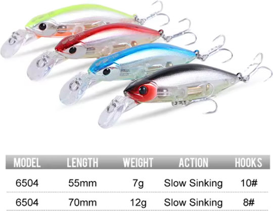 Kingdom Slow Sinking Pencil Noise Artificial Bait Minnow 7cm 12gr 003