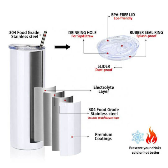 Koupakoupa Catzilla Thermos Stainless Steel BPA Free 600ml Silver with Straw and Handle