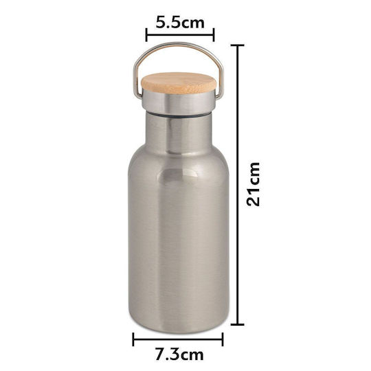 Koupakoupa Catzilla Stainless Steel Thermos Bottle 350ml Silver with Mouthpiece Handle and Straw