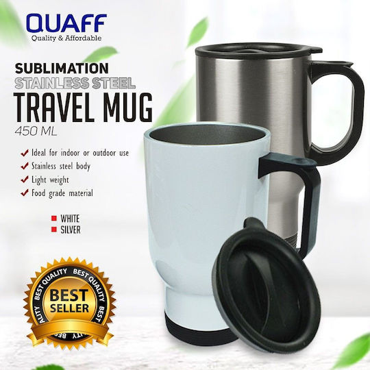 Koupakoupa Jordan Stainless Steel Thermos Bottle 450ml White with Handle and Straw