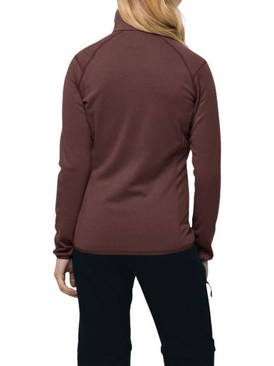 Fleece Cardigan Pentru Femei Cu Fermoar În Culoare Burgundy