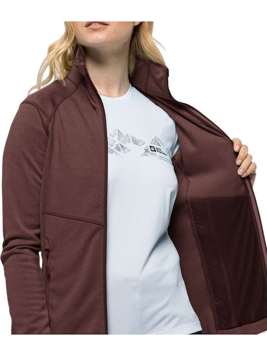 Fleece Cardigan Pentru Femei Cu Fermoar În Culoare Burgundy