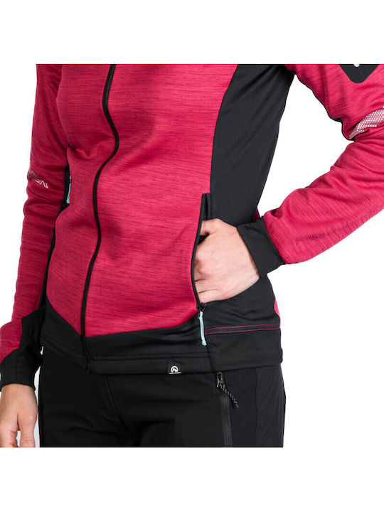 Fleece Cardigană pentru femei în Culoare Burgundy