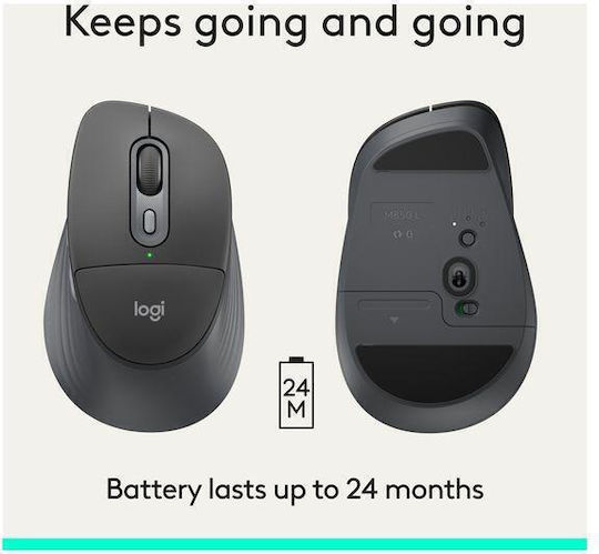 Logitech Signature Comfort Plus M850 L for Business Wireless Ergonomic Bluetooth Mouse Graphite