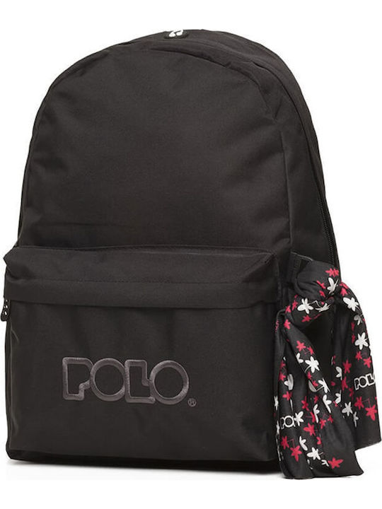Polo Schulranzen Rucksack Für Junior High-High School Schwarz Mit Flaschenhalter 20lt