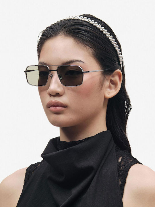 Projekt Produkt Unisex Sunglasses with Metal Frame Silver-Black / Green