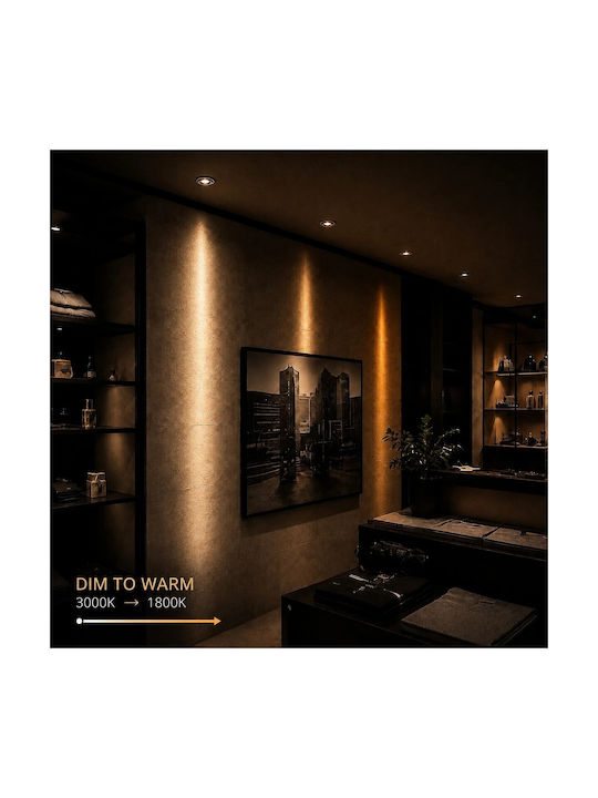 kelvo Metallic Recessed Spot with Built-in LED and Warm White Light White 5x5cm
