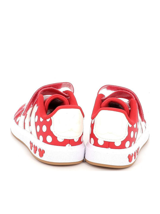 Grand Court Minnie Kids Sneakers with Hoop & Loop Closure Red