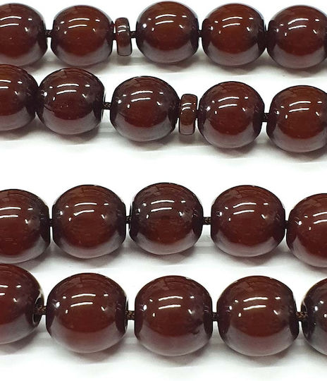 Roloi Komboloi Worry Beads with 33 Beads Made of Mastic Length 39cm Brown