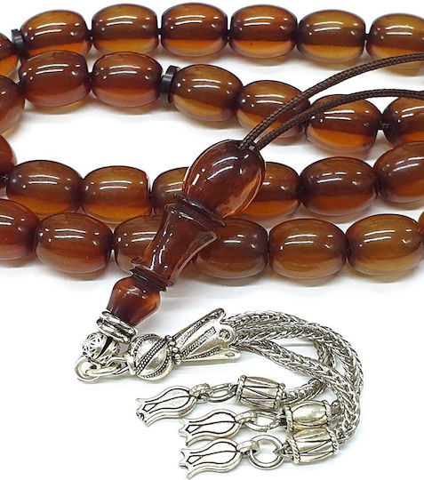 Roloi Komboloi Worry Beads with 33 Beads Made of Mastic Length 34cm Honey