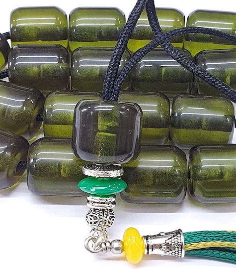 Roloi Komboloi Worry Beads with 17 Beads Made of Resin Length 33cm Green