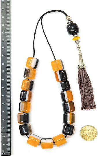 Roloi Komboloi Worry Beads with 17 Beads Made of Resin Length 33cm Multicolour