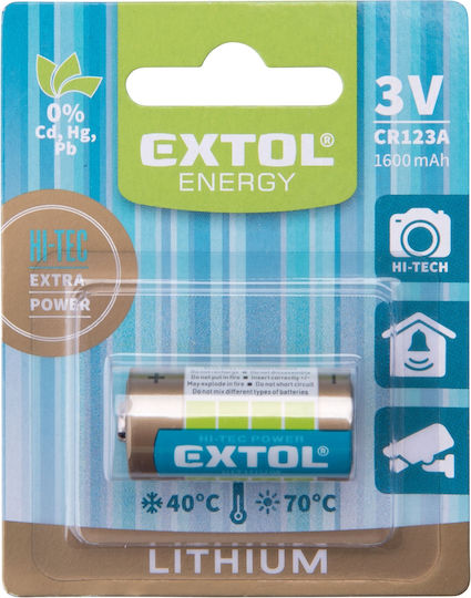 Extol Lithium-Batterien CR123A 3V Einweg (Lange Lebensdauer) 2 Stück