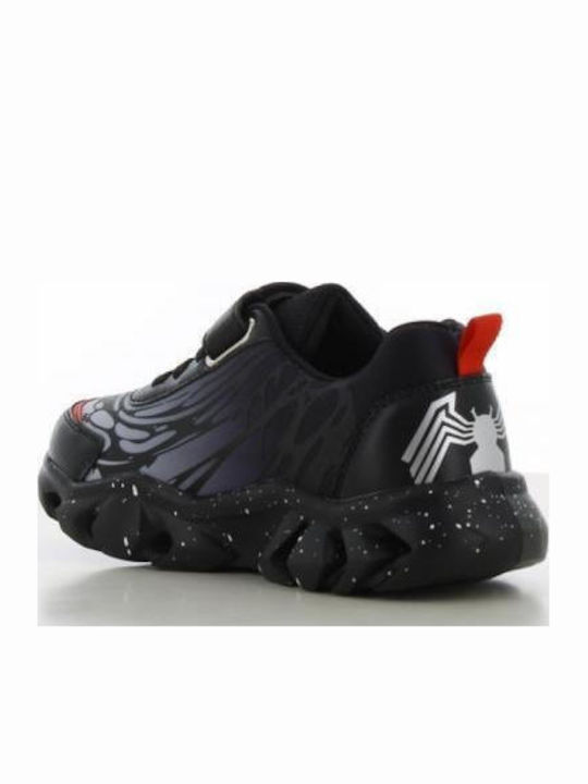 Kids Sneakers with Hoop & Loop Closure & Lights Black