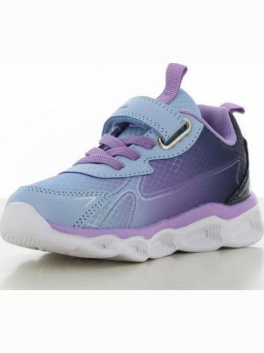 Frozen Kids Sneakers with Hook & Loop Closure & Lights Light Blue