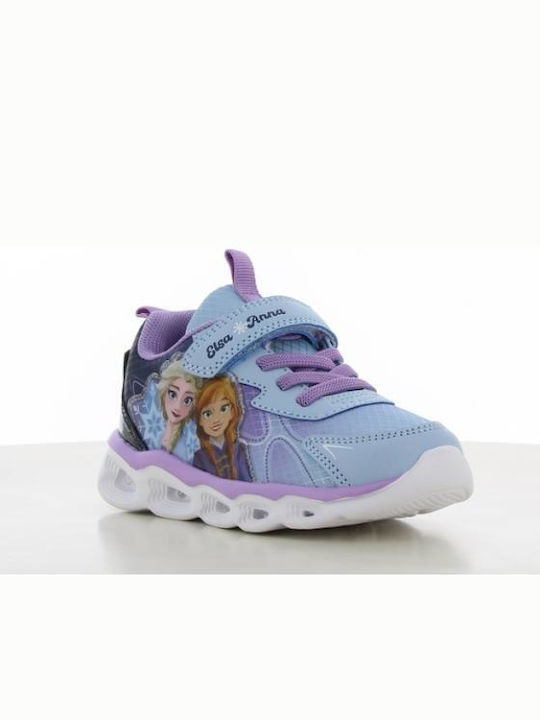 Frozen Kids Sneakers with Hook & Loop Closure & Lights Light Blue