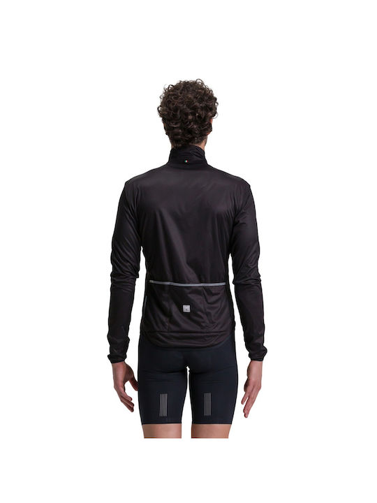 Santini Tricou De Ciclism Mânecă Lungă Pentru Bărbați Negru