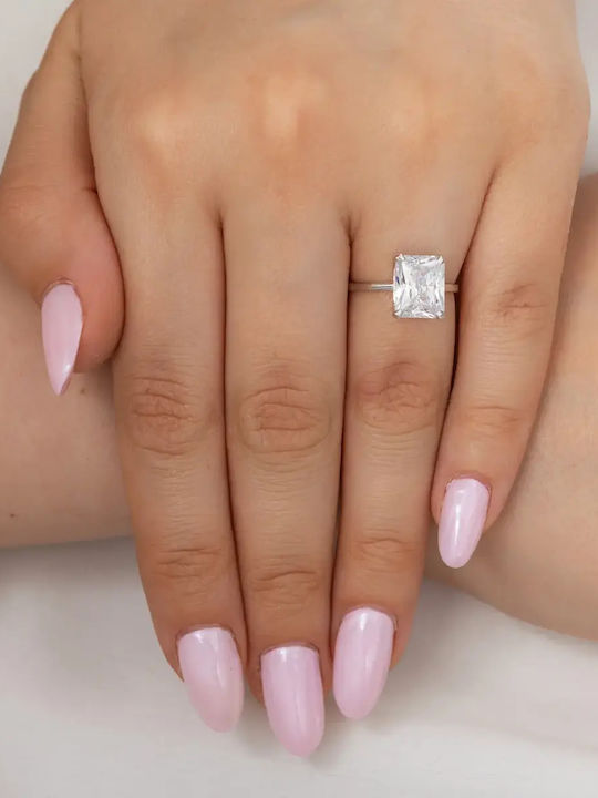 Single Stone Ring In 9K White Gold With Zircon