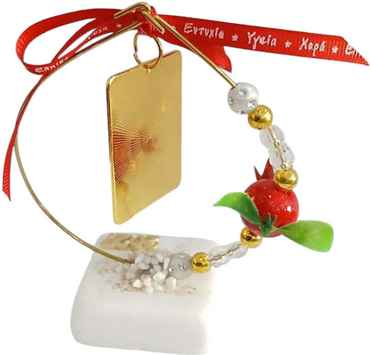 Kalliopi Silver Tabletop New Year's Lucky Charm Heart Made of Wood 2027