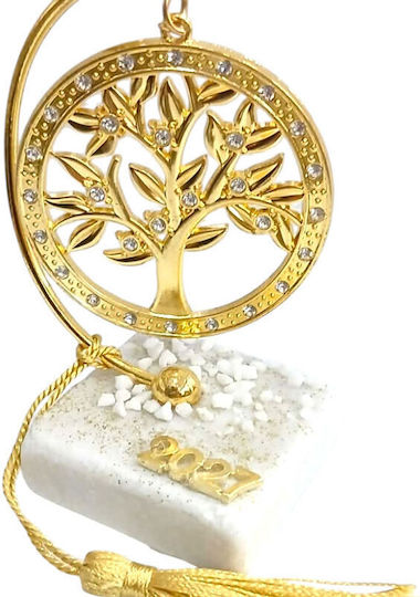 Kalliopi Silver Tabletop New Year's Lucky Charm Little Gold Tree Made of Stone 2027 5x10cm