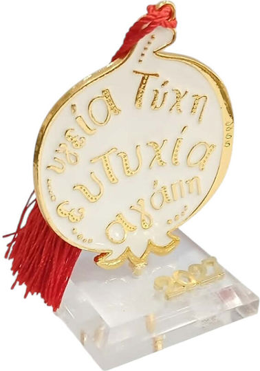 Kalliopi Silver Tabletop New Year's Lucky Charm White Pomegranate Made of Plexiglass 2027 5x10cm