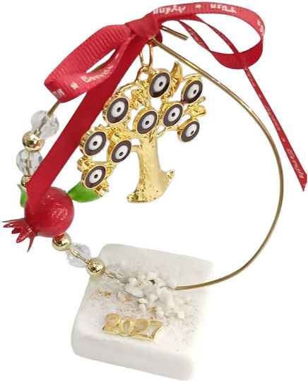 Kalliopi Silver Tabletop New Year's Lucky Charm Little Golden Tree Made of Stone 2027 5x13cm