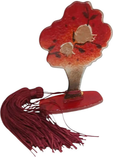 Kalliopi Silver Handmade Tabletop New Year's Lucky Charm Little Red Tree Made of Glass 2027 8x12cm