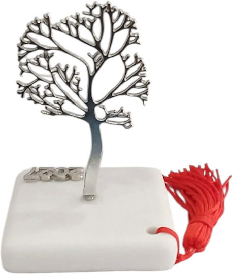 Kalliopi Silver Handmade Tabletop New Year's Lucky Charm Little Silver Tree Made of Stone 2027 6x11cm