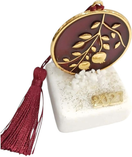 Kalliopi Silver Tabletop Red New Year's Lucky Charm Made of Stone 2027 5x8cm Kalliopi Silver Tabletop Red New Year's Lucky Charm Made of Stone 2027 5x8cm
