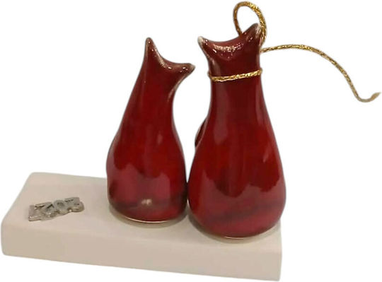 Kalliopi Silver Handmade Tabletop Lucky Charm with Wishes Red Ceramic 2027 9x13cm