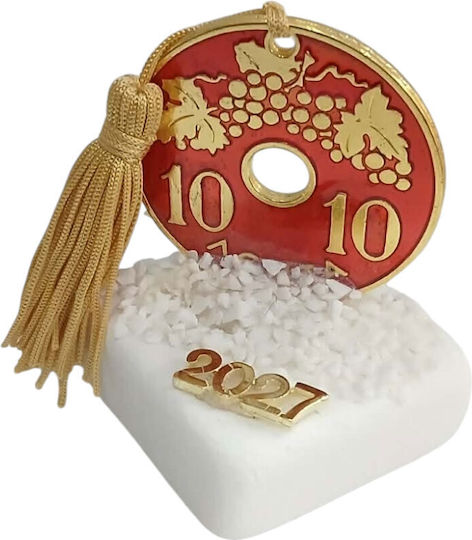 Kalliopi Silver Tabletop New Year's Lucky Charm Red Stone 2027 7cm Kalliopi Silver Tabletop New Year's Lucky Charm Red Stone 2027 7cm