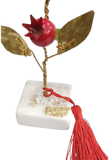 Kalliopi Silver Tabletop New Year's Lucky Charm Pomegranate Bronze Stone 2027 5x5cm