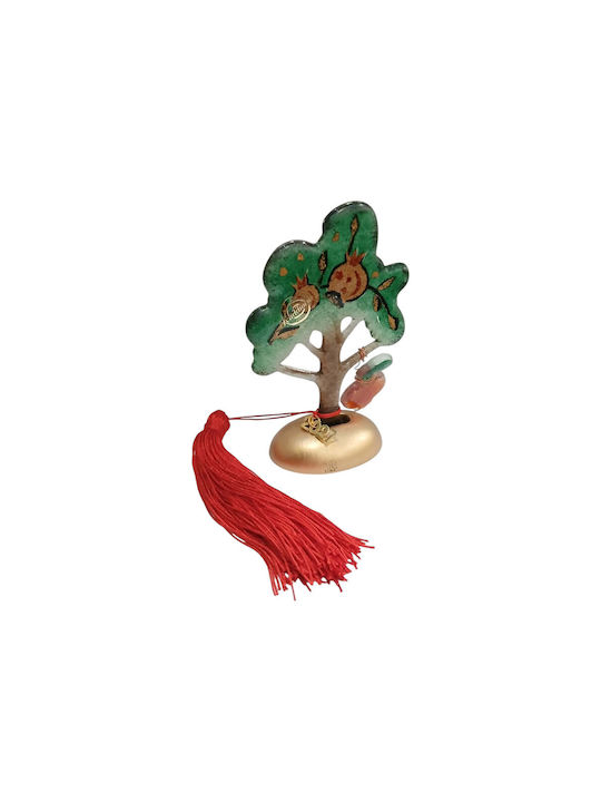 Kalliopi Silver Handmade Tabletop New Year's Lucky Charm Little Green Tree Made of Glass 2027 9x14cm