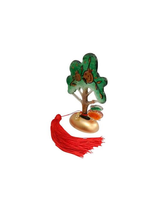Kalliopi Silver Handmade Tabletop New Year's Lucky Charm Little Green Tree Made of Glass 2027 9x14cm