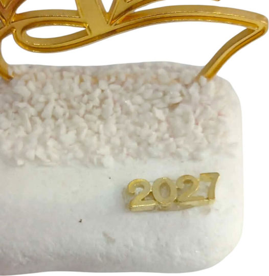 Kalliopi Silver Tabletop New Year's Lucky Charm Gold Boat Made of Stone 2027 12cm