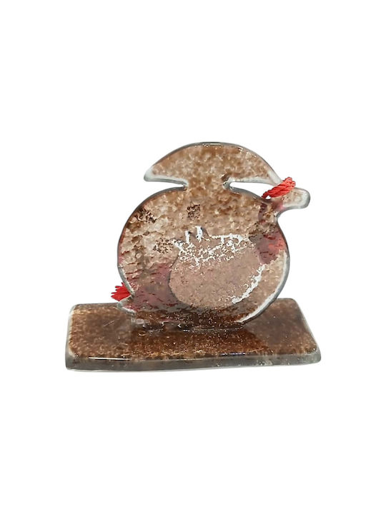 Kalliopi Silver Handmade Tabletop New Year's Lucky Charm Brown Pomegranate Made of Glass 2027 5.5x7cm