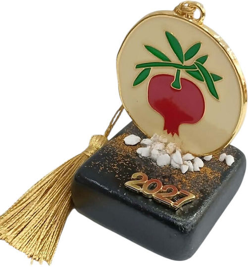 Kalliopi Silver Handmade Tabletop New Year's Lucky Charm Black Pomegranate Made of Stone 2027 5x8cm Kalliopi Silver Handmade Tabletop New Year's Lucky Charm Black Pomegranate Made of Stone 2027 5x8cm