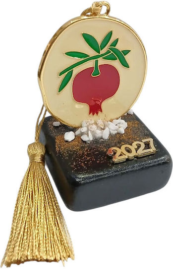 Kalliopi Silver Handmade Tabletop New Year's Lucky Charm Black Pomegranate Made of Stone 2027 5x8cm