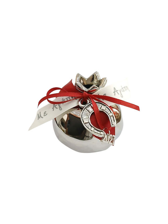 Kalliopi Silver Tabletop New Year's Lucky Charm Pomegranate Silver Ceramic 2027 7x7cm
