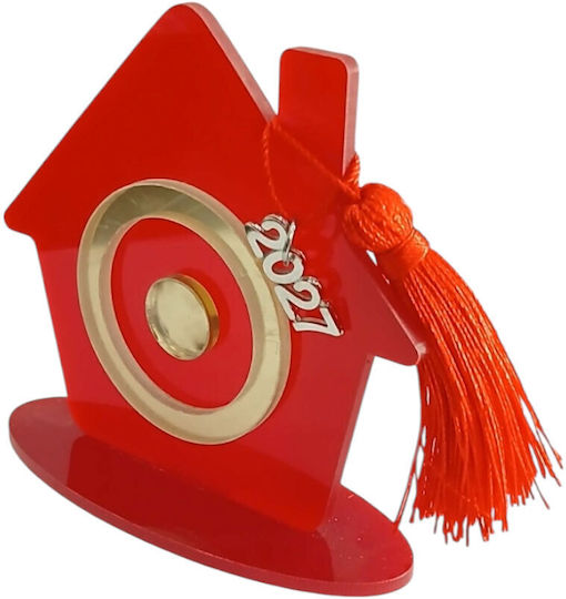 Kalliopi Silver Tabletop New Year's Lucky Charm Home Red Made of Plexiglass 2027 10x10cm