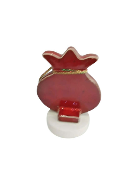 Kalliopi Silver Handmade Tabletop New Year's Lucky Charm Pomegranate Red Ceramic 2027 8x11cm