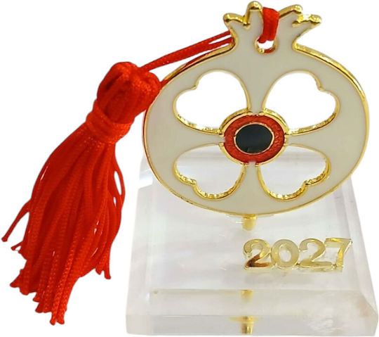 Kalliopi Silver Tabletop New Year's Lucky Charm Pomegranate White Made of Plexiglass 2027 5x7cm