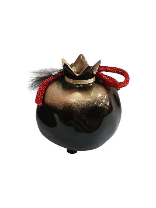 Kalliopi Silver Tabletop New Year's Lucky Charm Pomegranate Black Ceramic 2027 7x7cm