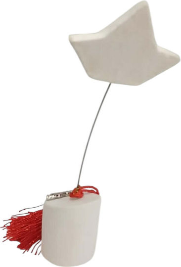 Kalliopi Silver Handmade Tabletop New Year's Lucky Charm Boat White Ceramic 2027 3.5x17cm