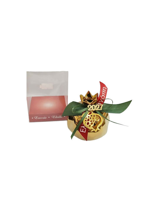 Kalliopi Silver Tabletop New Year's Lucky Charm Pomegranate Gold Ceramic 2027 7x7cm