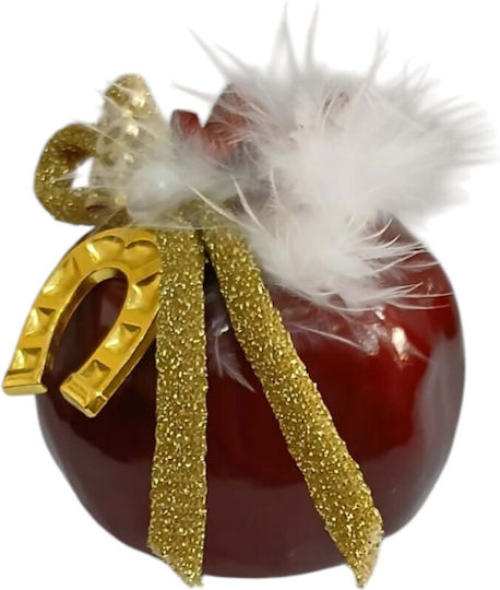 Kalliopi Silver Hanging New Year's Lucky Charm Pomegranate Red Ceramic 2027 7x7cm
